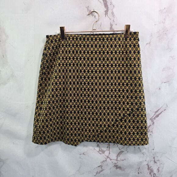 Cabi Skirt Womens Small Blue Yellow Navy Knit Kensington Pencil Proper Standout